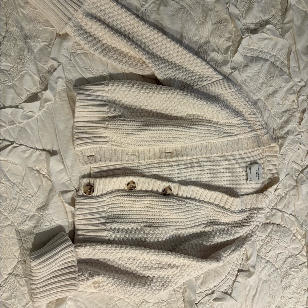 Abercrombie & Fitch Cream Button-Up Cardigan